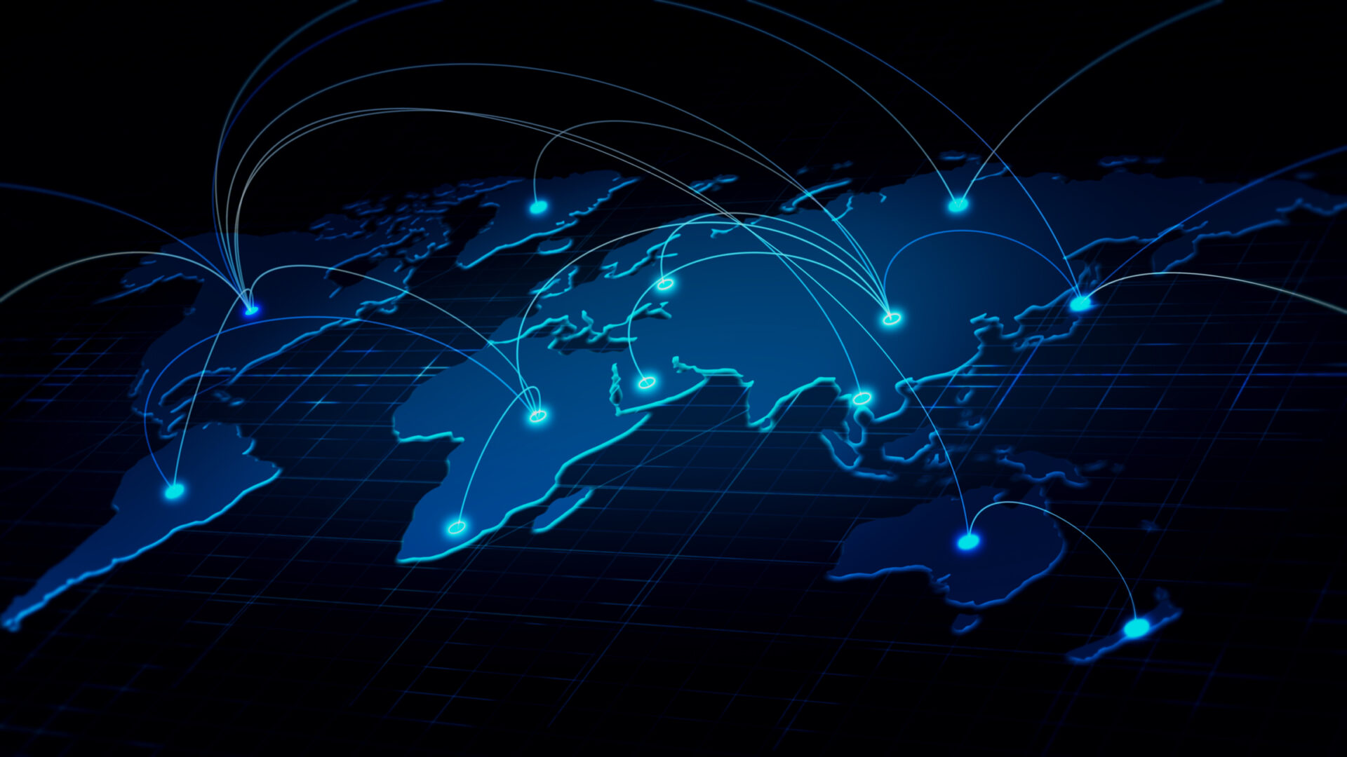 Blue digital world map illustration