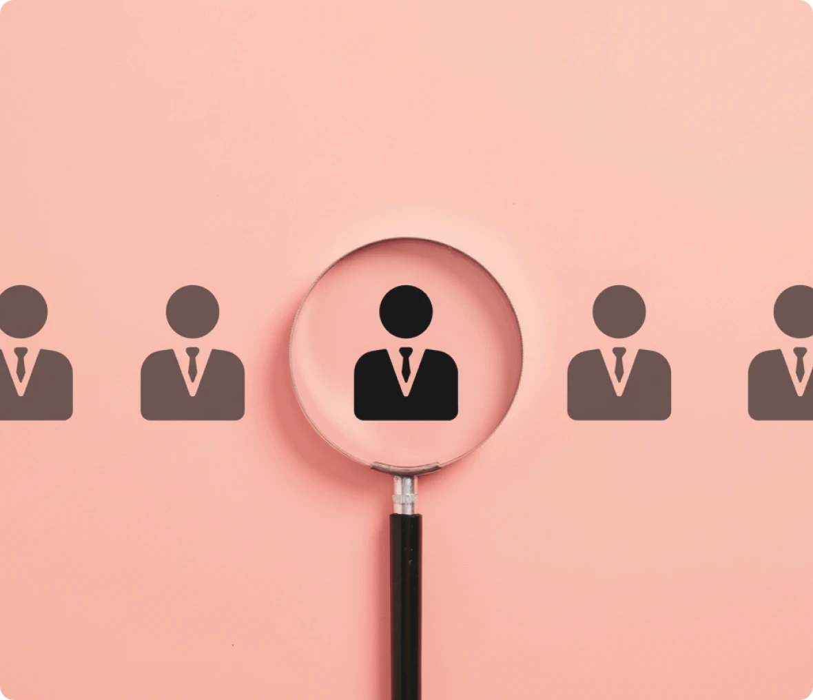 Magnifying glass highlighting a chosen figure