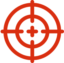 Red target symbol on black background